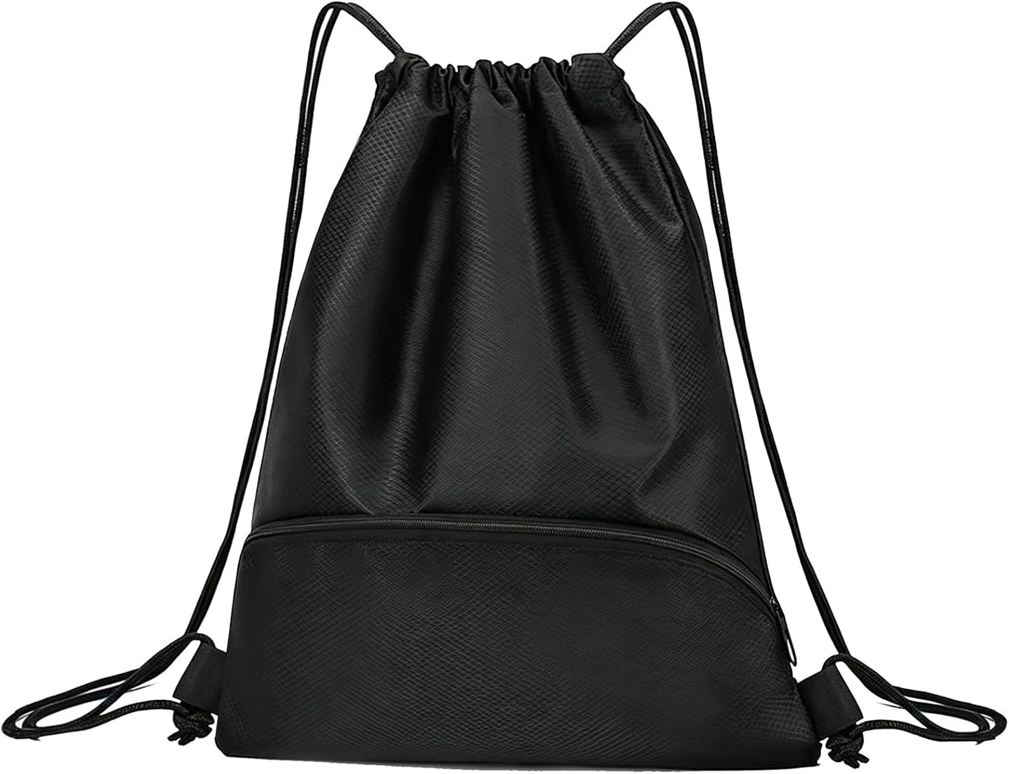 Sac de sport à cordon – en tissu Oxford, format compact, format léger, résistant à l'eau, noir