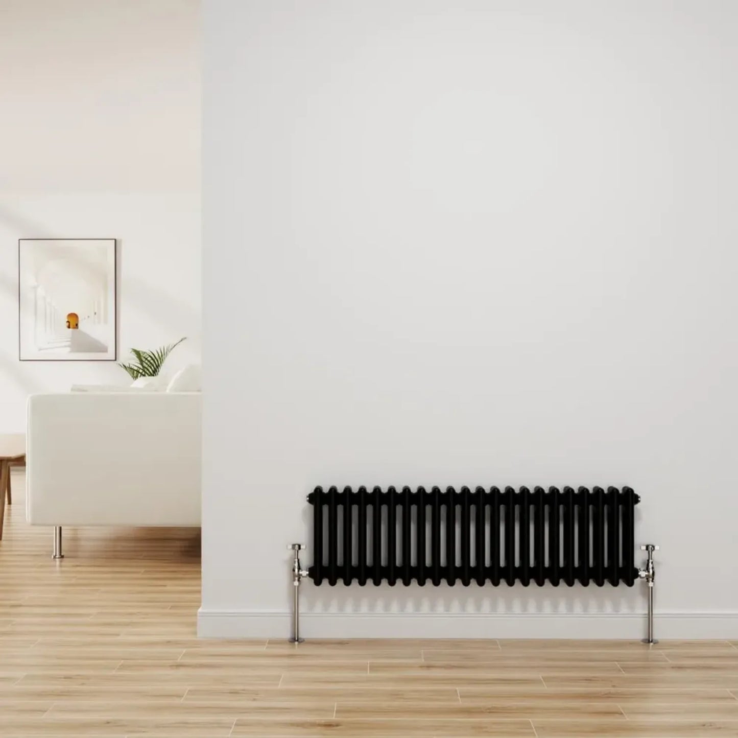 Radiateur en fonte noire à 2 colonnes pour chauffage central - 300 x 1010 mm