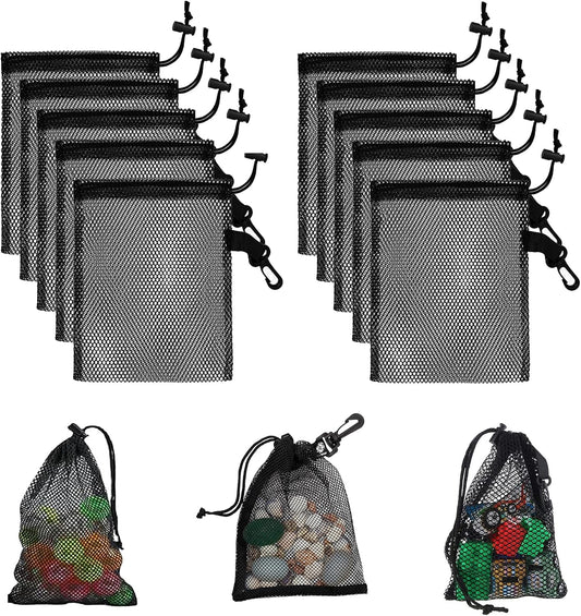 Sac de sport à cordon: aération en maille, format portable, Lot de 10, 15 × 20, noir