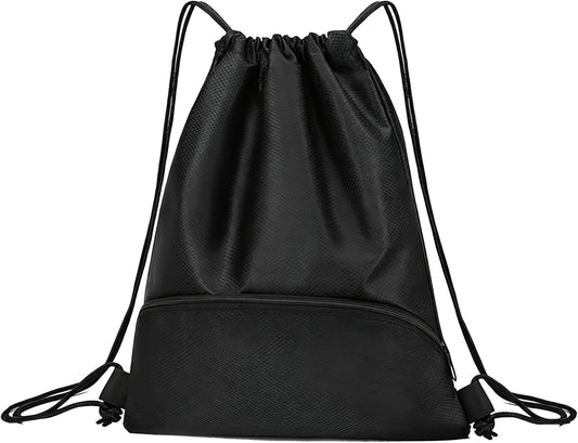 Sac de sport à cordon – en tissu Oxford, format compact, format léger, résistant à l'eau, noir