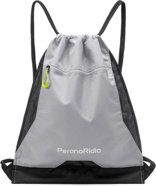Sac de sport à cordon: pour femme, pour homme, format léger, résistant à l'eau, 36 × 45 × 7cm, gris