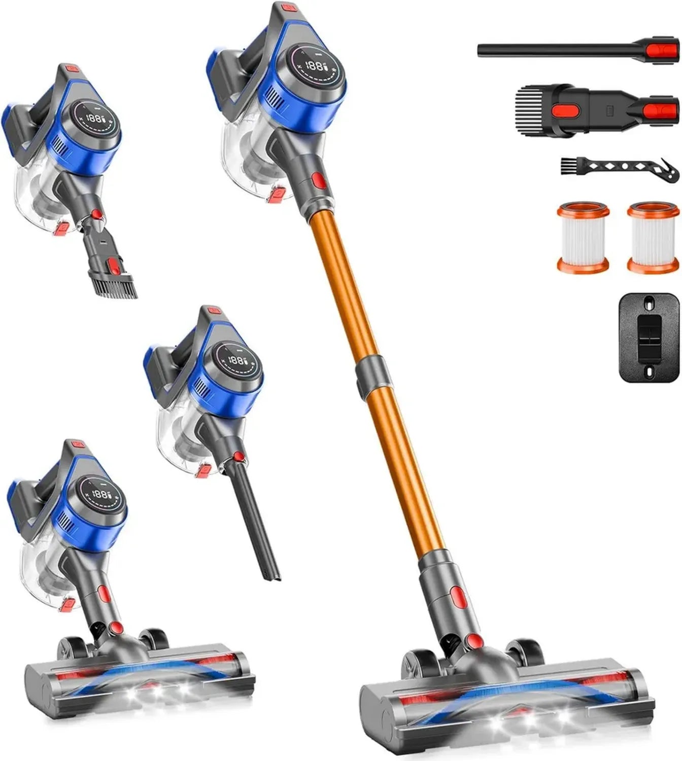 Aspirateur Balai Sans Fil Rechargeable 8-en-1 pour Sols et Moquettes - 45 min d'Autonomie, Puissant et Léger