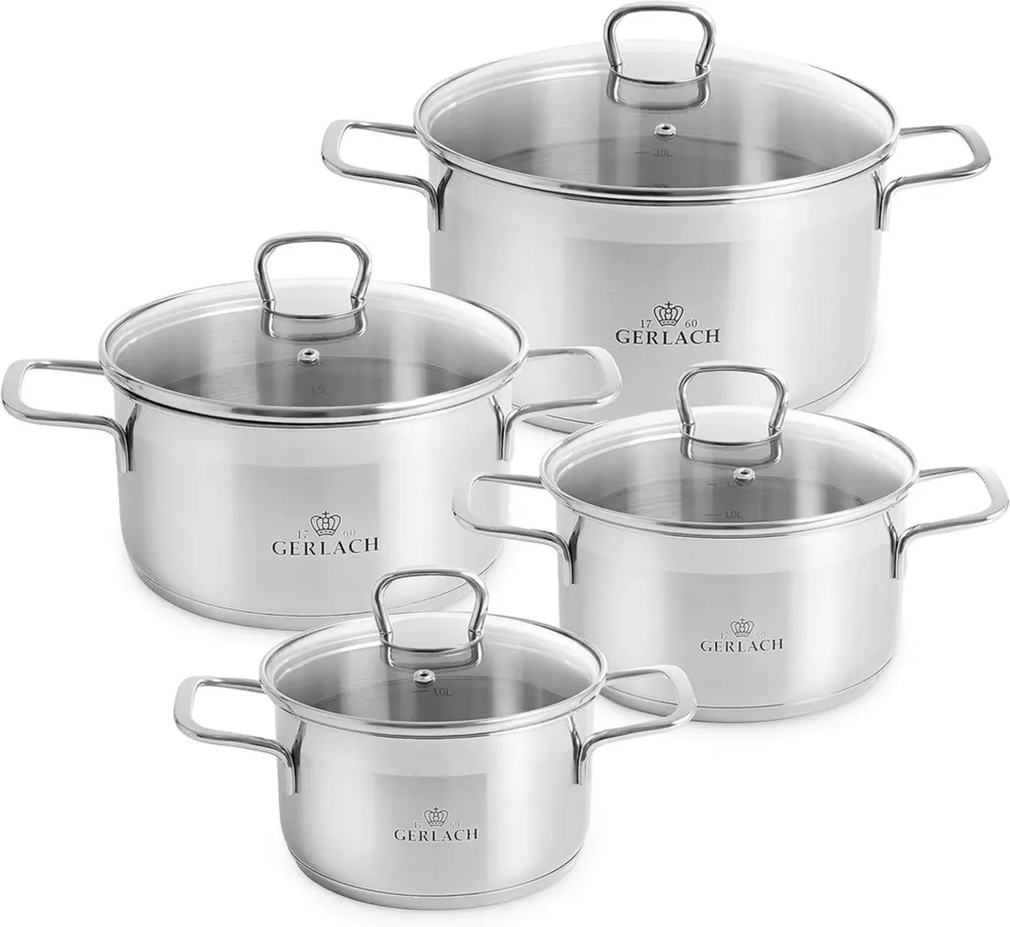 Ensemble de 8 Casseroles Brava en Acier Inoxydable 18/10 - Gerlach